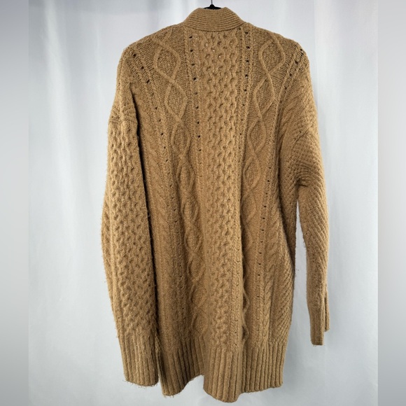 J. Crew Cable Knit Stretch Merino Wool Cardigan Sweater in Brown Size Medium - Picture 5 of 9